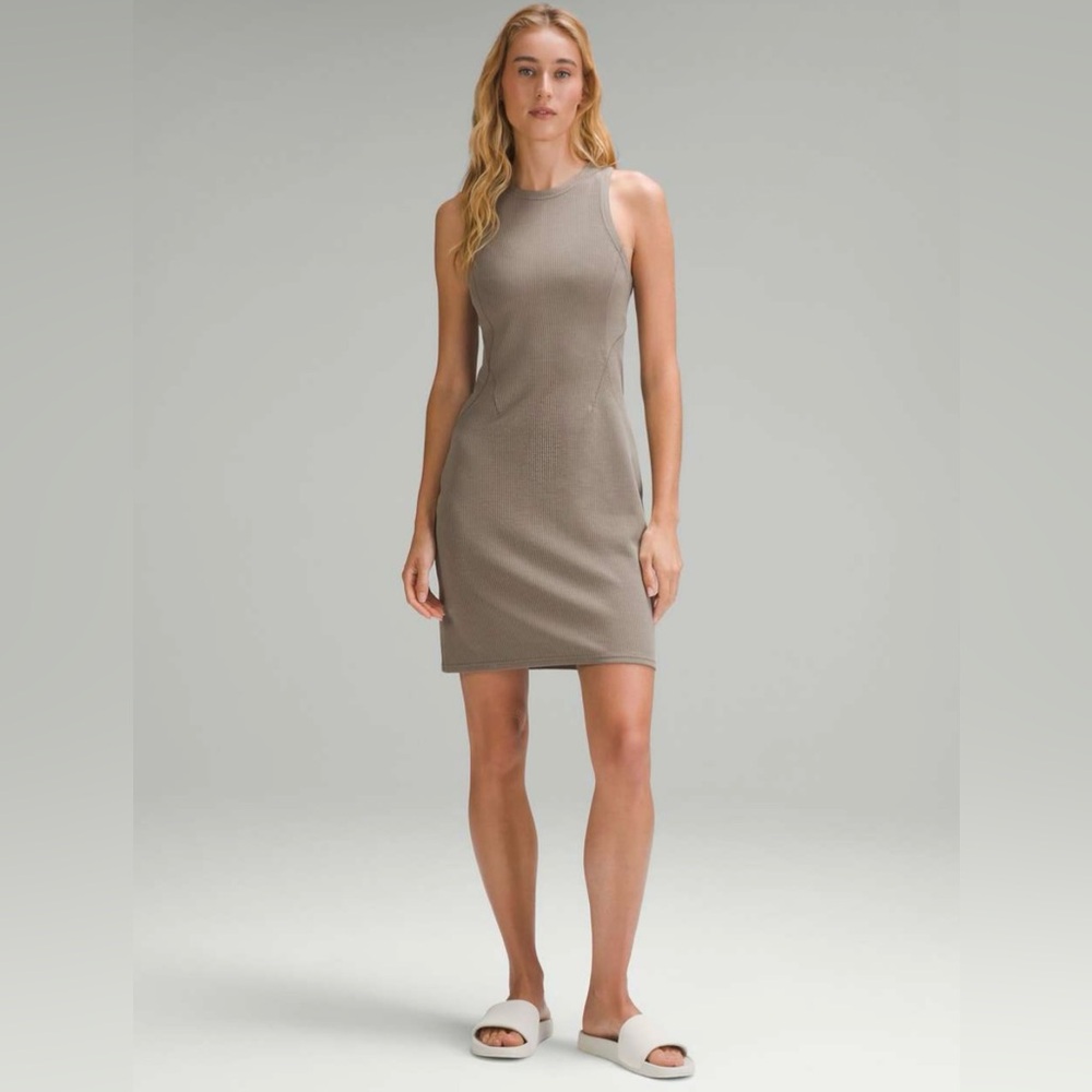 Lululemon Ribbed Softstreme Slim Fit Tank Dress Neutral Size 4